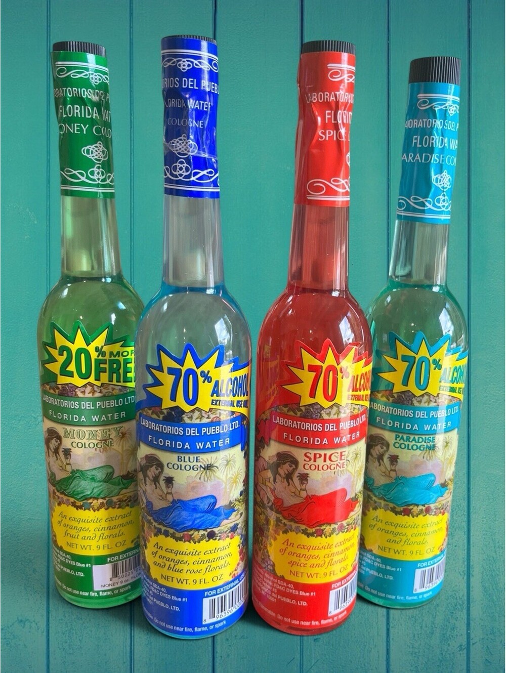 4 Pc FLORIDA WATER original Variety Pack- Money~Paradise~Spice~Blue Colognes NEW